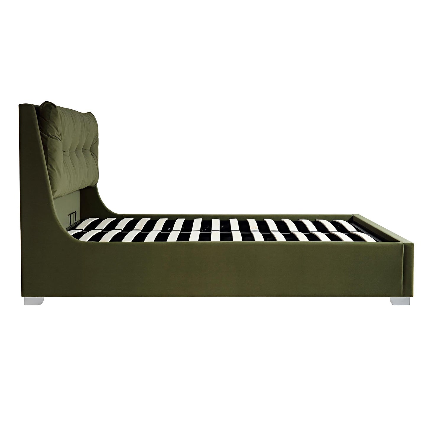 Hadley Moss Green Velvet Ottoman Bed with Storage