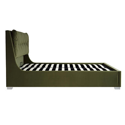 Hadley Moss Green Velvet Ottoman Bed with Storage
