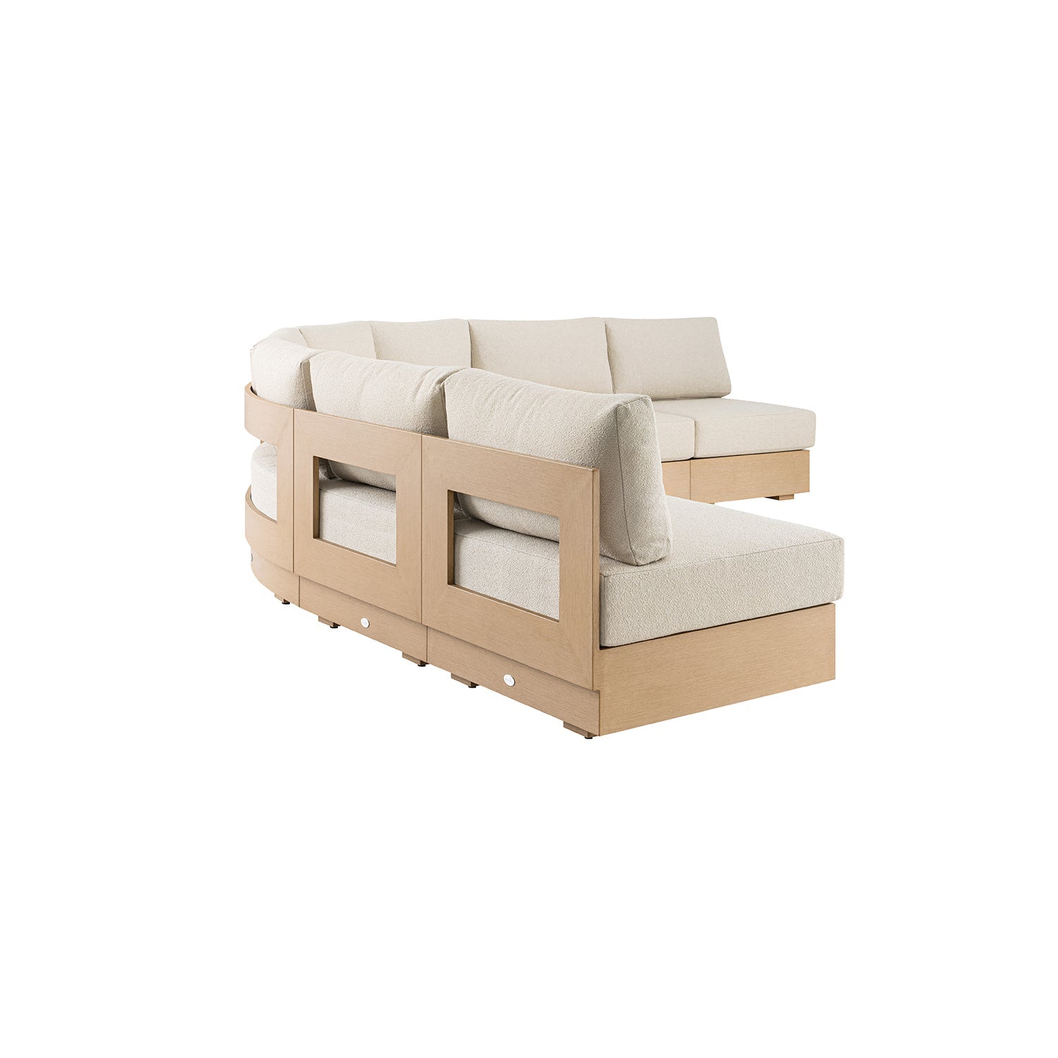 Jardin Aluminium Outdoor Modular 6-Piece Curved Corner Sofa Set, Natural