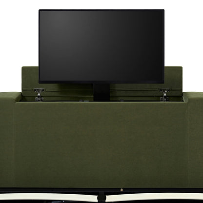 Hadley Moss Green Velvet TV Bed with Ottoman Storage