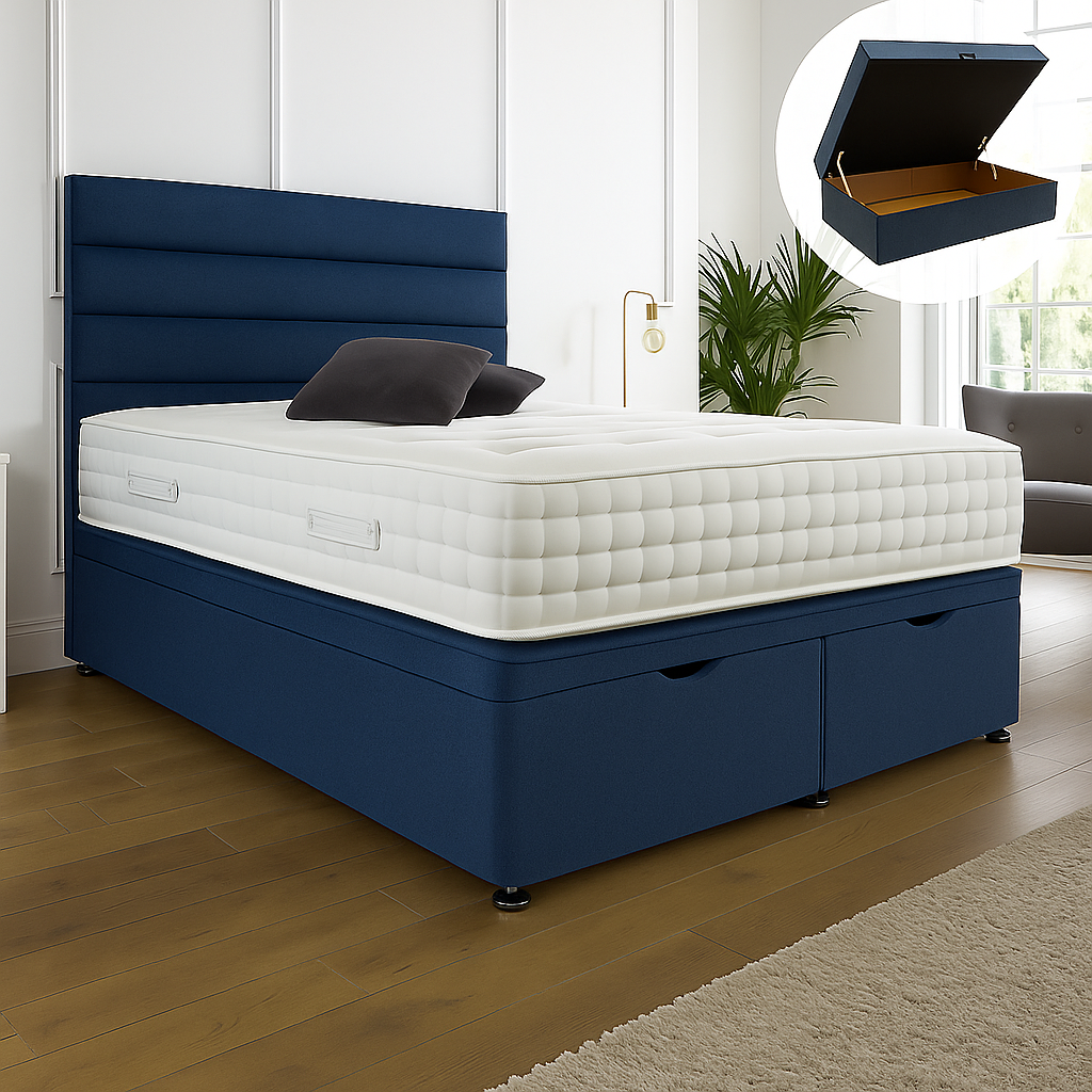 Islington Ottoman End Lift Storage Divan Bed - With Headboard