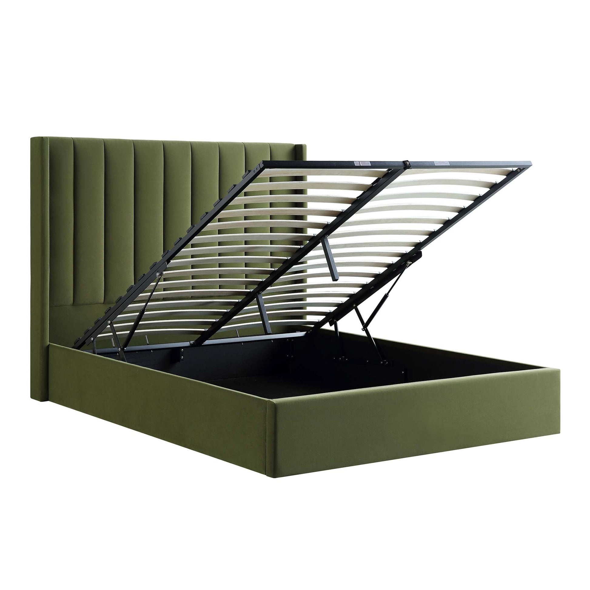 Wilton Moss Green Velvet Ottoman Bed with Storage