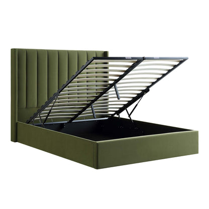 Wilton Moss Green Velvet Ottoman Bed with Storage