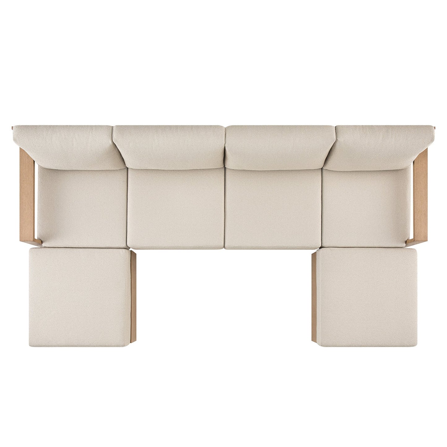 Jardin Aluminium Outdoor Modular 6-Piece Double Chaise Sofa Set, Natural