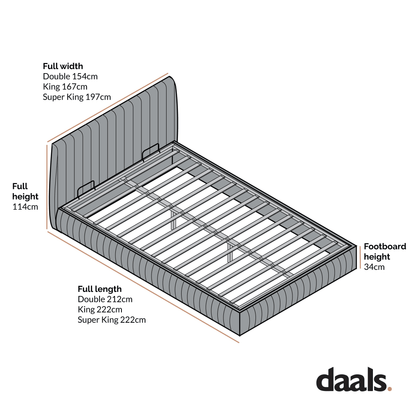 Helia Pleated Ottoman Bed with Storage, Silver Grey Velvet