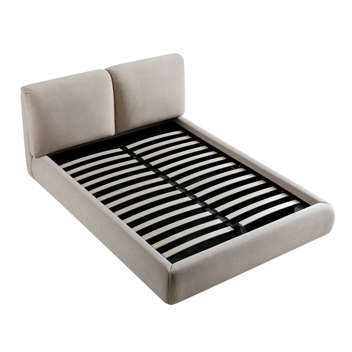 Thera Pillow Headboard Upholstered Bed, Fawn Chenille