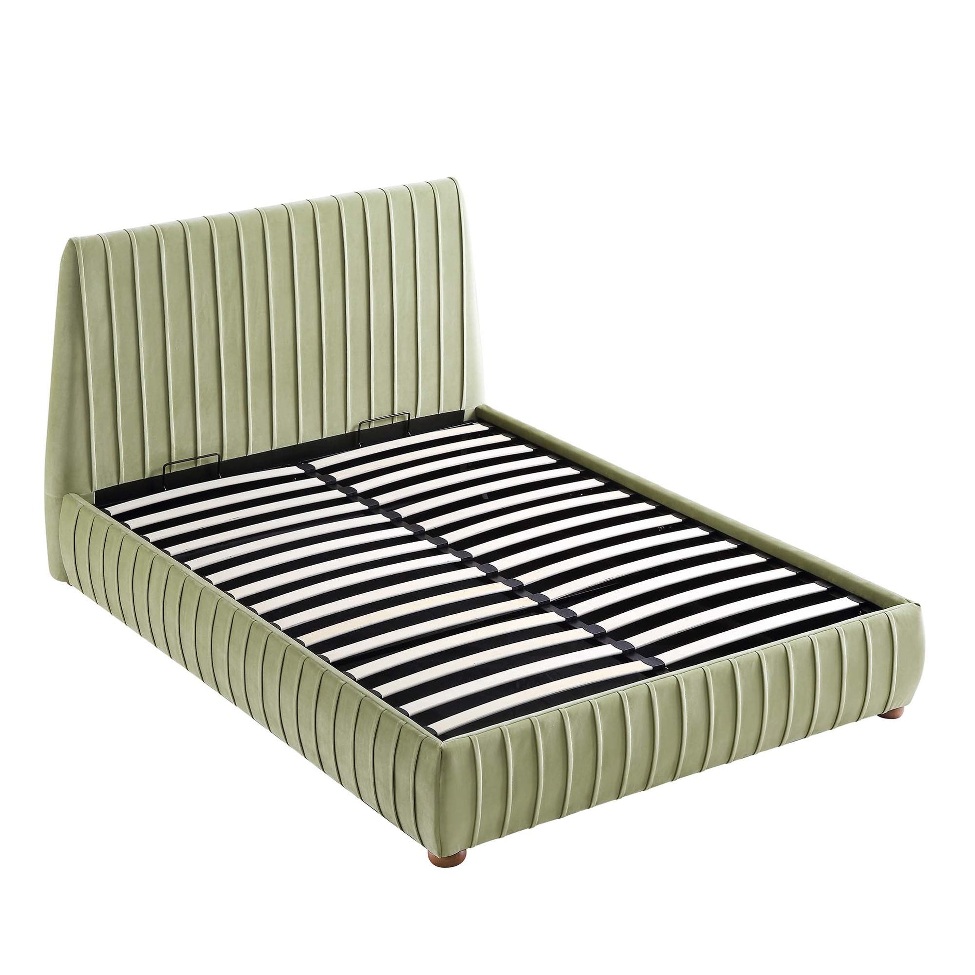 Helia Pleated Ottoman Bed with Storage, Lichen Velvet