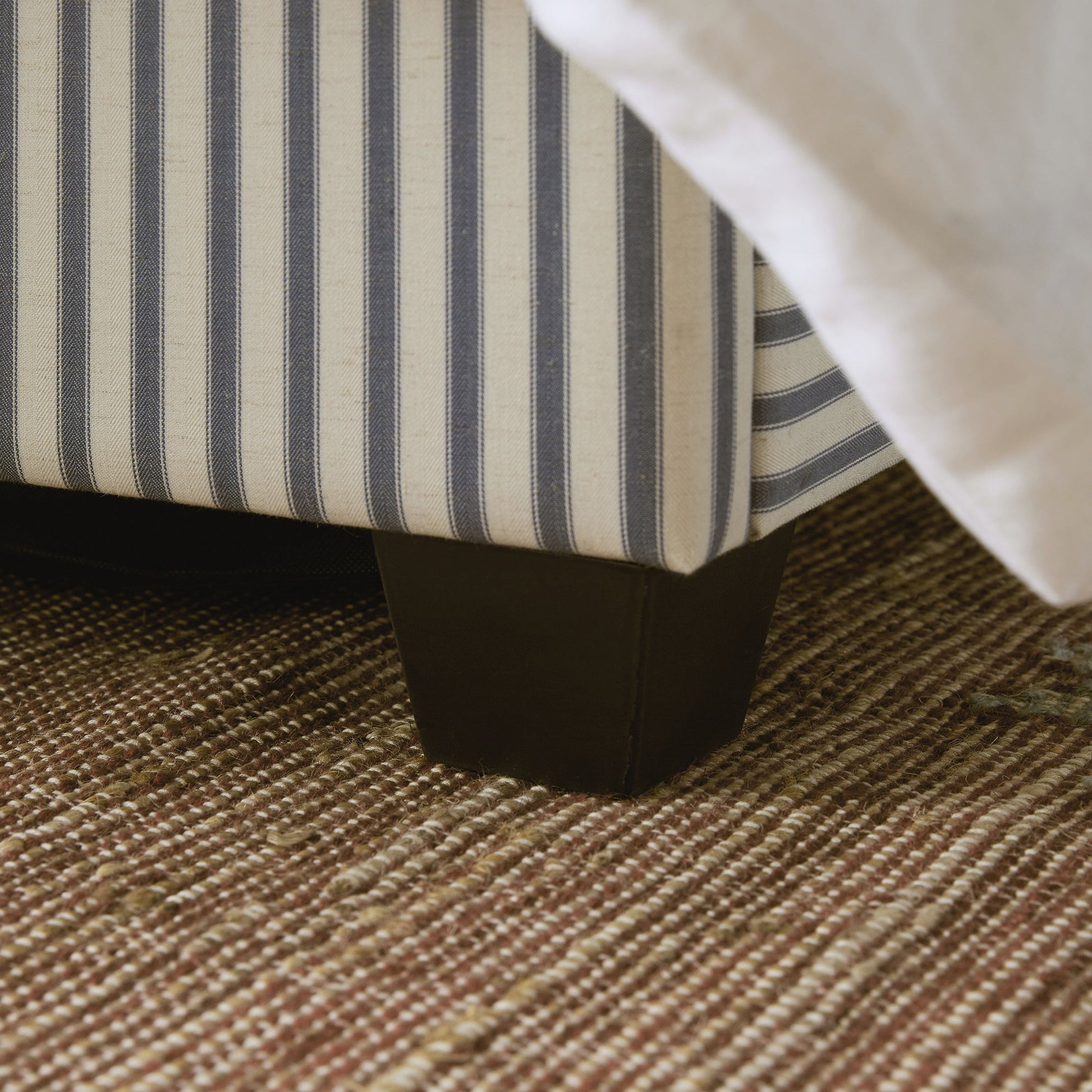 Chilworth Upholstered Ottoman Bed with Storage, Blue Stripe Linen Blend