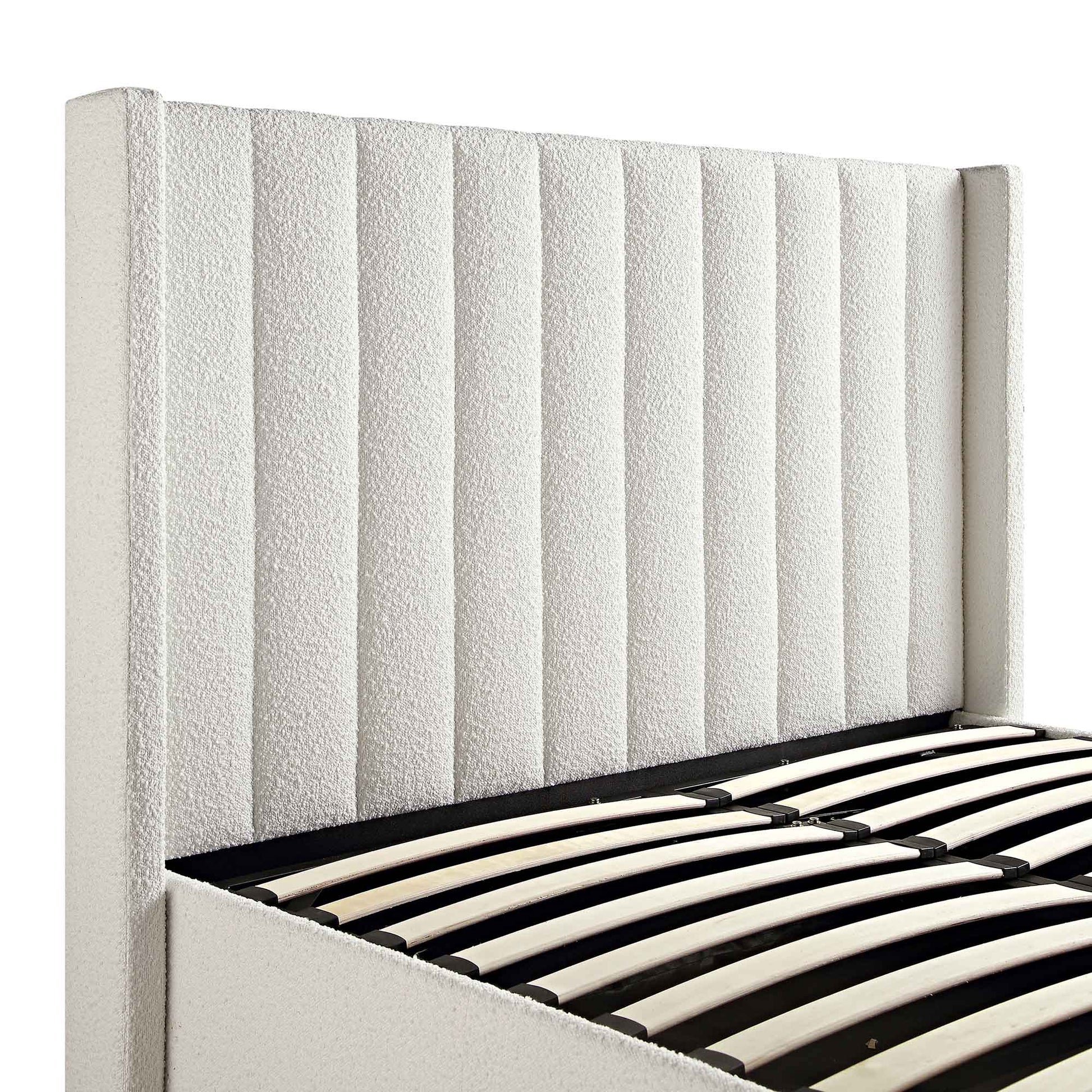Wilton White Boucle TV Bed with Ottoman Storage