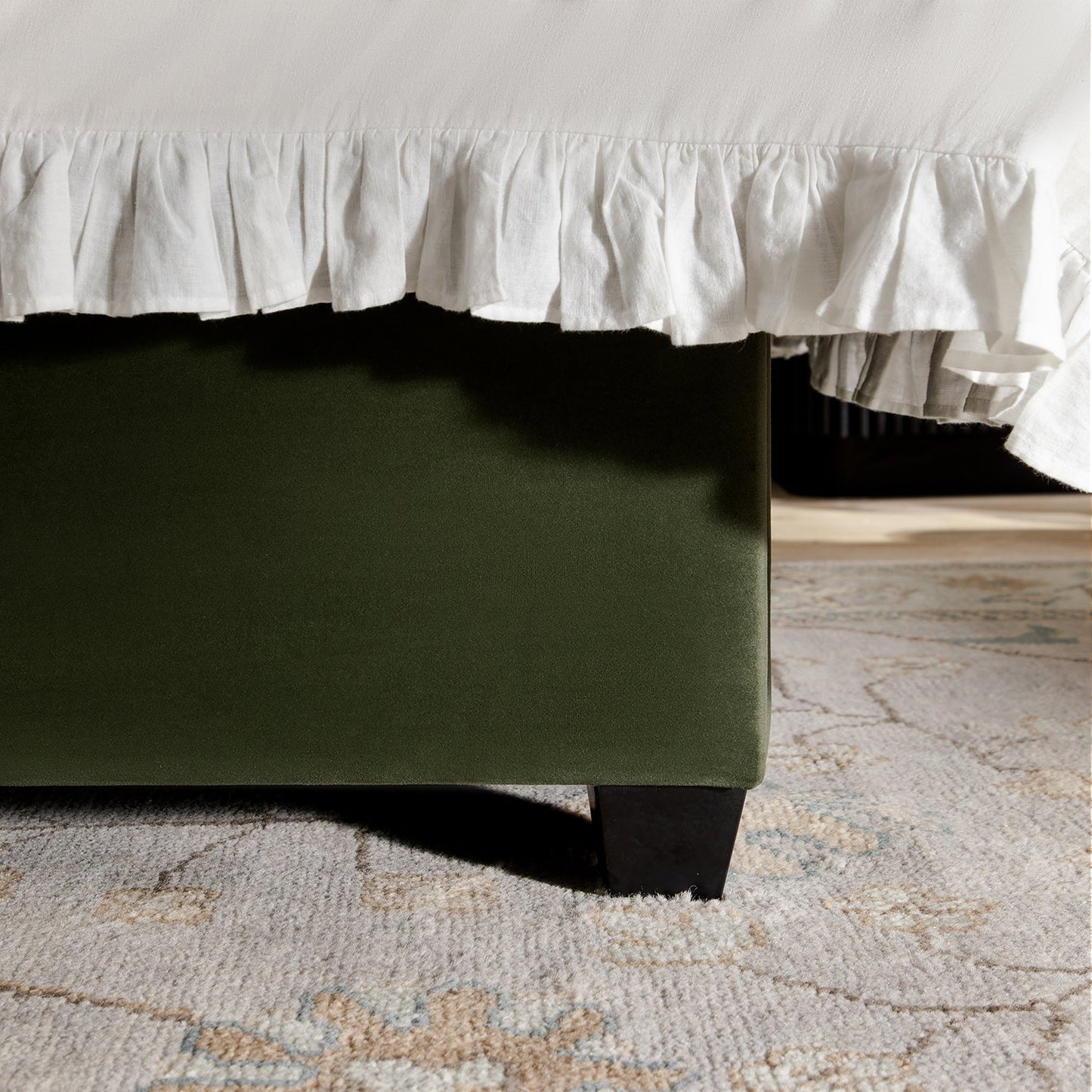 Kricia Upholstered Bed with Storage with Pillow Headboard, Moss Green Velvet