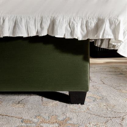 Kricia Upholstered Bed with Storage with Pillow Headboard, Moss Green Velvet