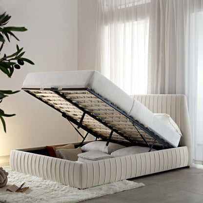 Helia Pleated Ottoman Bed with Storage, Champagne Velvet