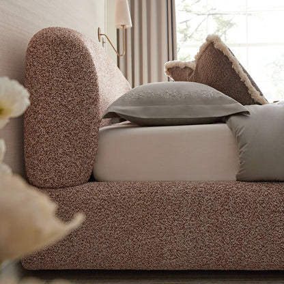 Constance Winged Headboard Ottoman Bed with Storage, Musk Blush Boucle