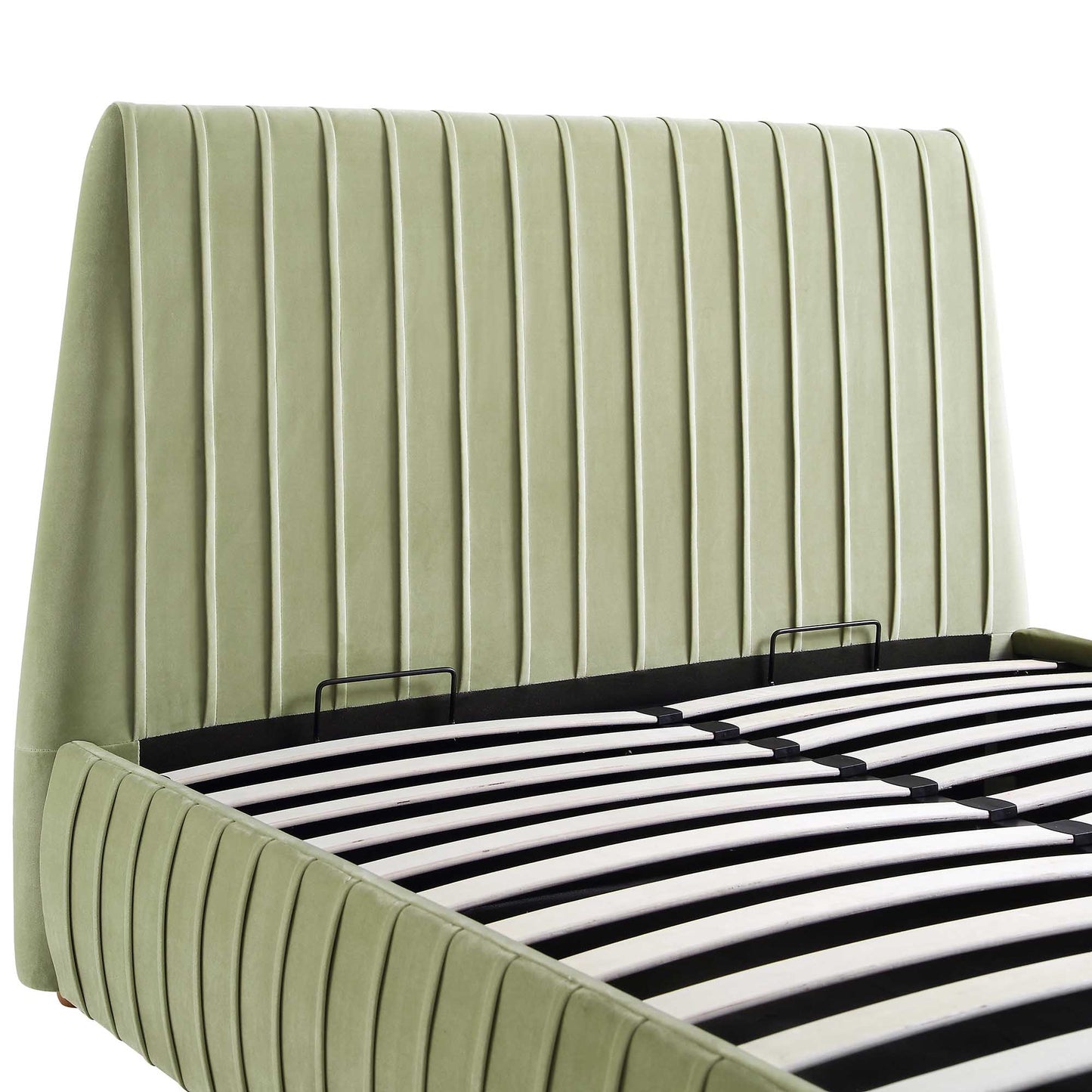Helia Pleated Ottoman Bed with Storage, Lichen Velvet