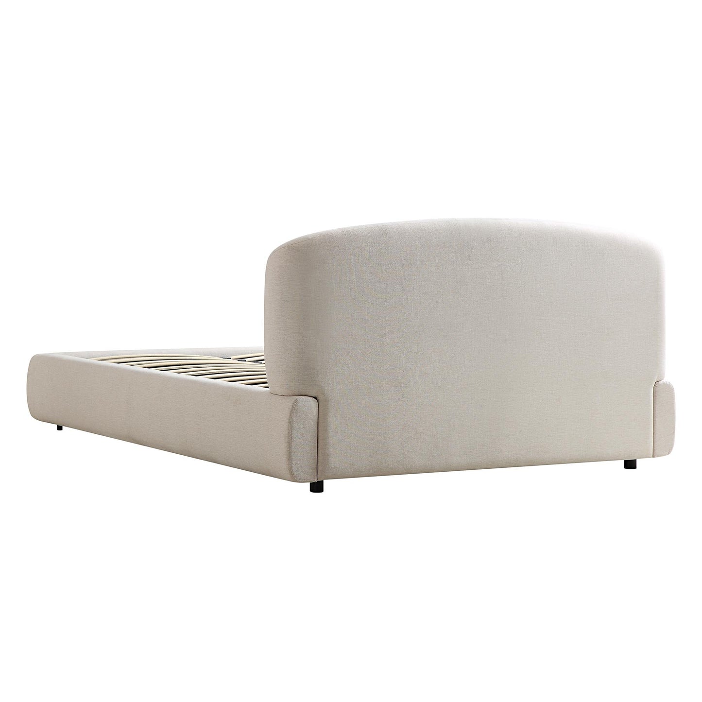 Constance Winged Headboard Ottoman Bed with Storage, Beige Linen