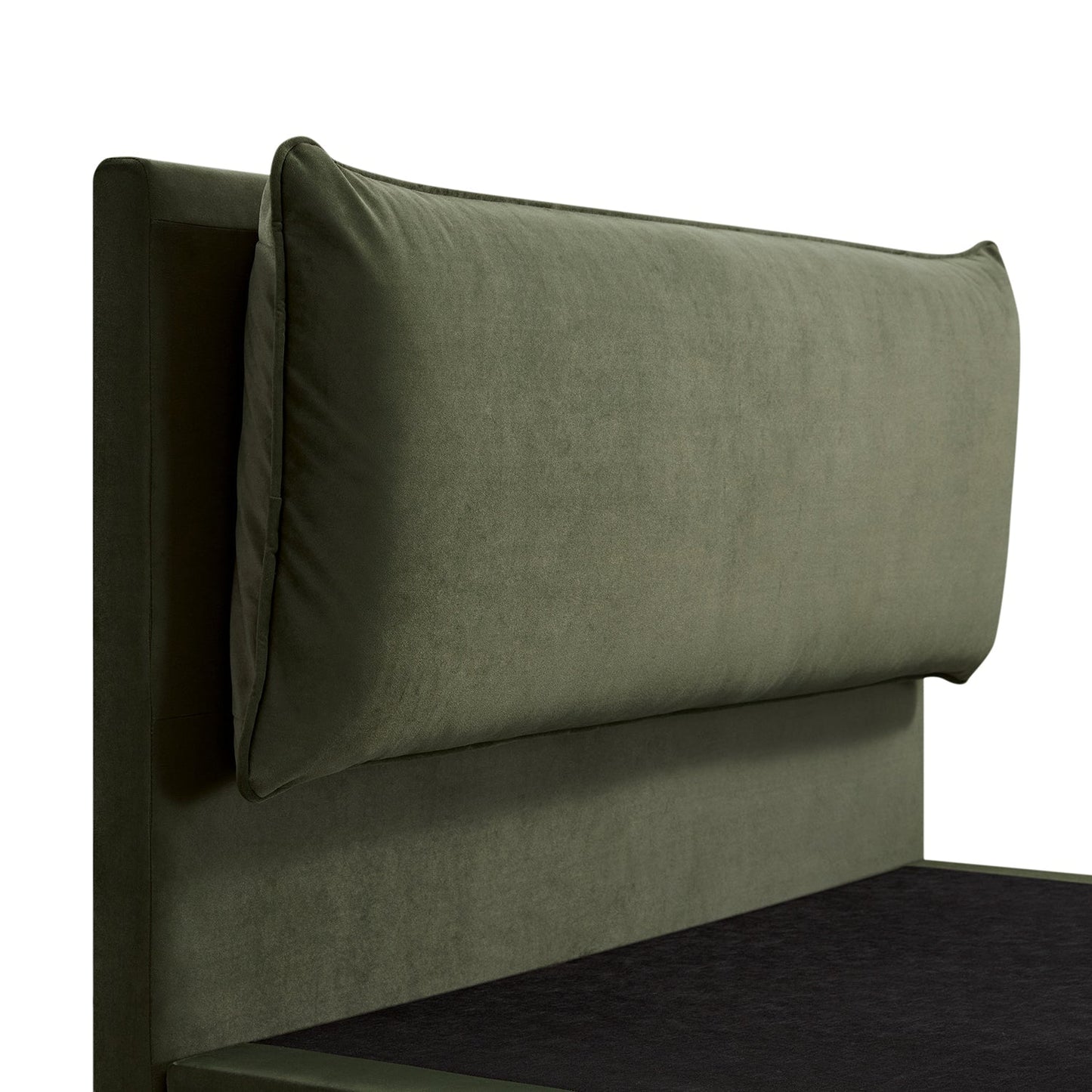 Kricia Upholstered Bed with Storage with Pillow Headboard, Moss Green Velvet