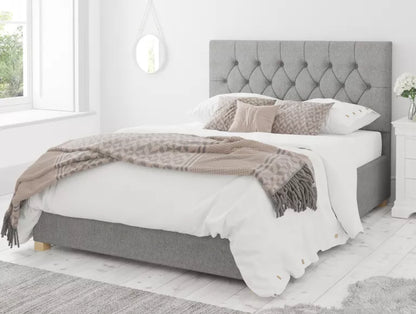 York Ottoman Eire Linen Grey Bed Frame Only