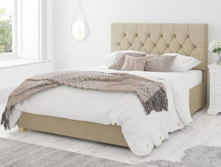 York Ottoman Eire Linen Natural Bed Frame Only