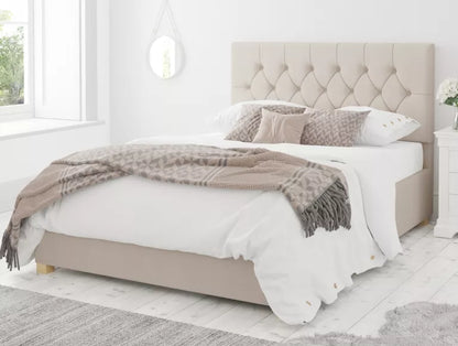 York Ottoman Eire Linen Off White Bed Frame Only