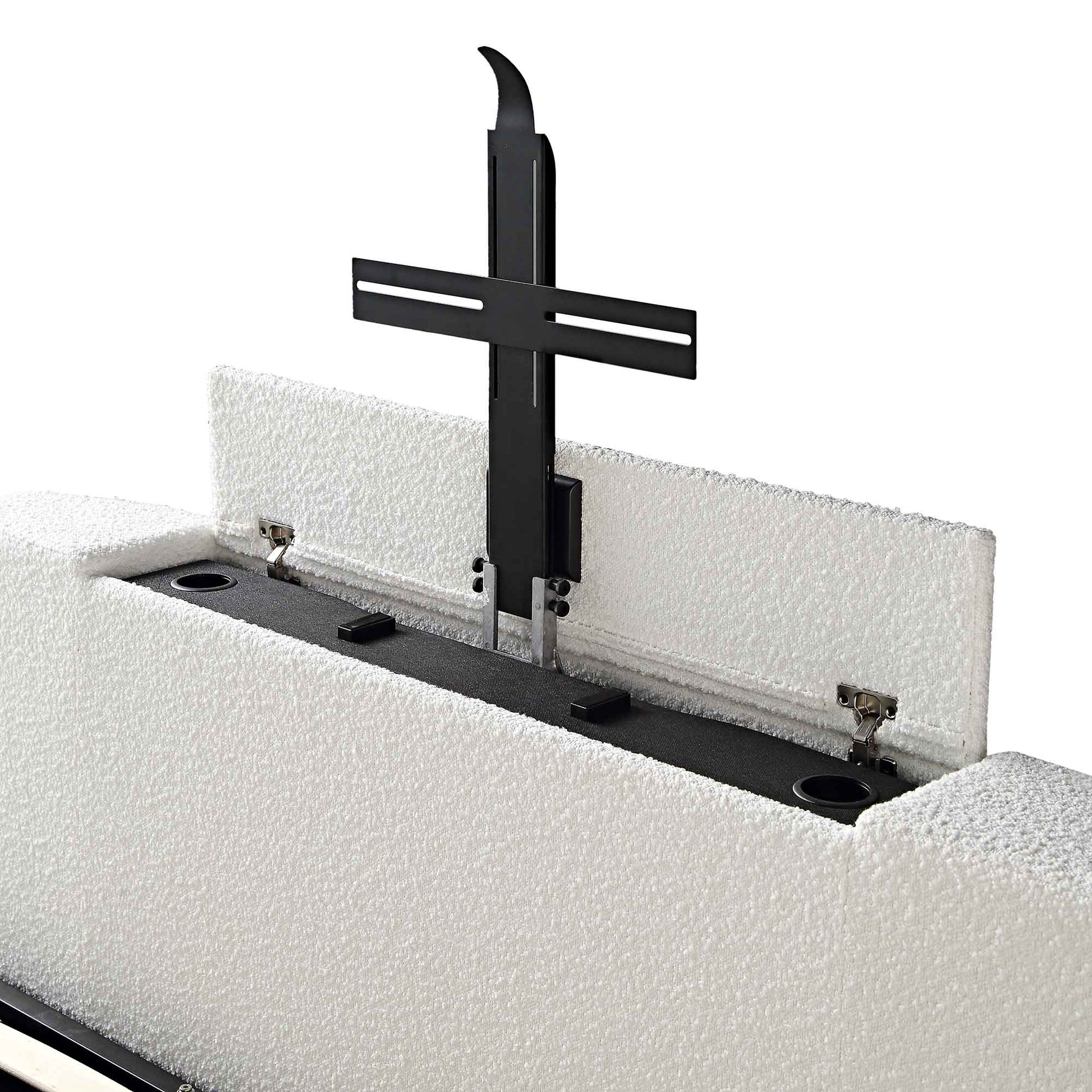 Wilton White Boucle TV Bed with Ottoman Storage