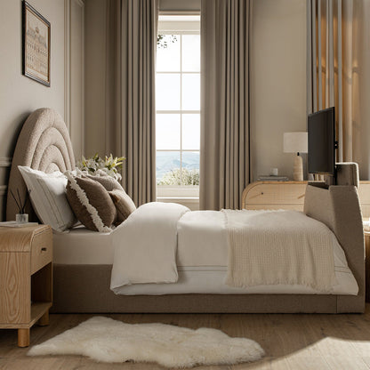 Archer Taupe Boucle TV Bed with Ottoman Storage