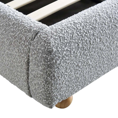 Egerie Curved Headboard Mist Grey Boucle Ottoman Bed with Storage