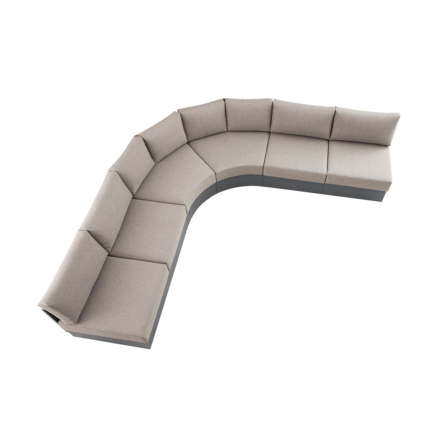 Jardin Aluminium Outdoor Modular 6-Piece Curved Corner Sofa Set, Granite