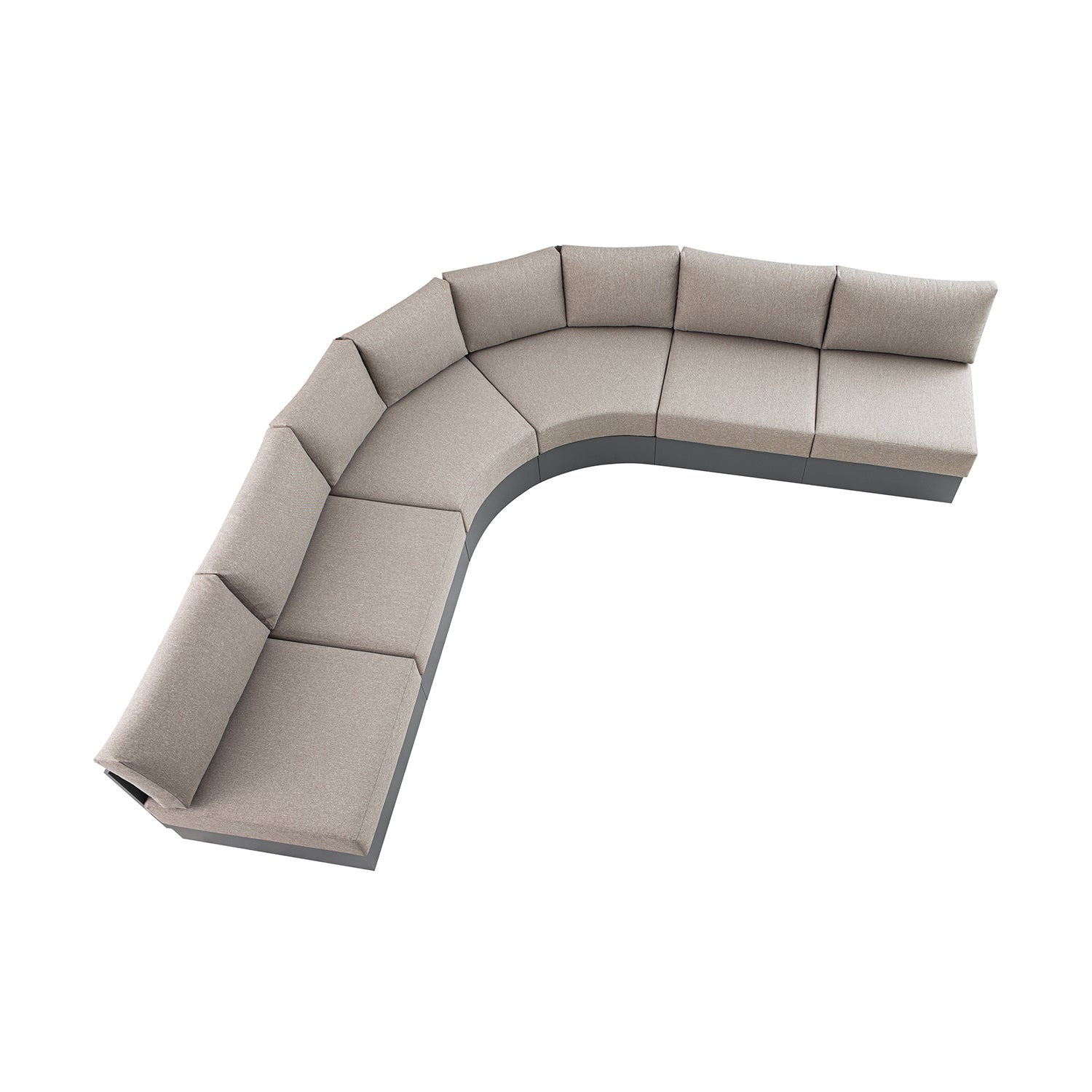 Jardin Aluminium Outdoor Modular 6-Piece Curved Corner Sofa Set, Granite