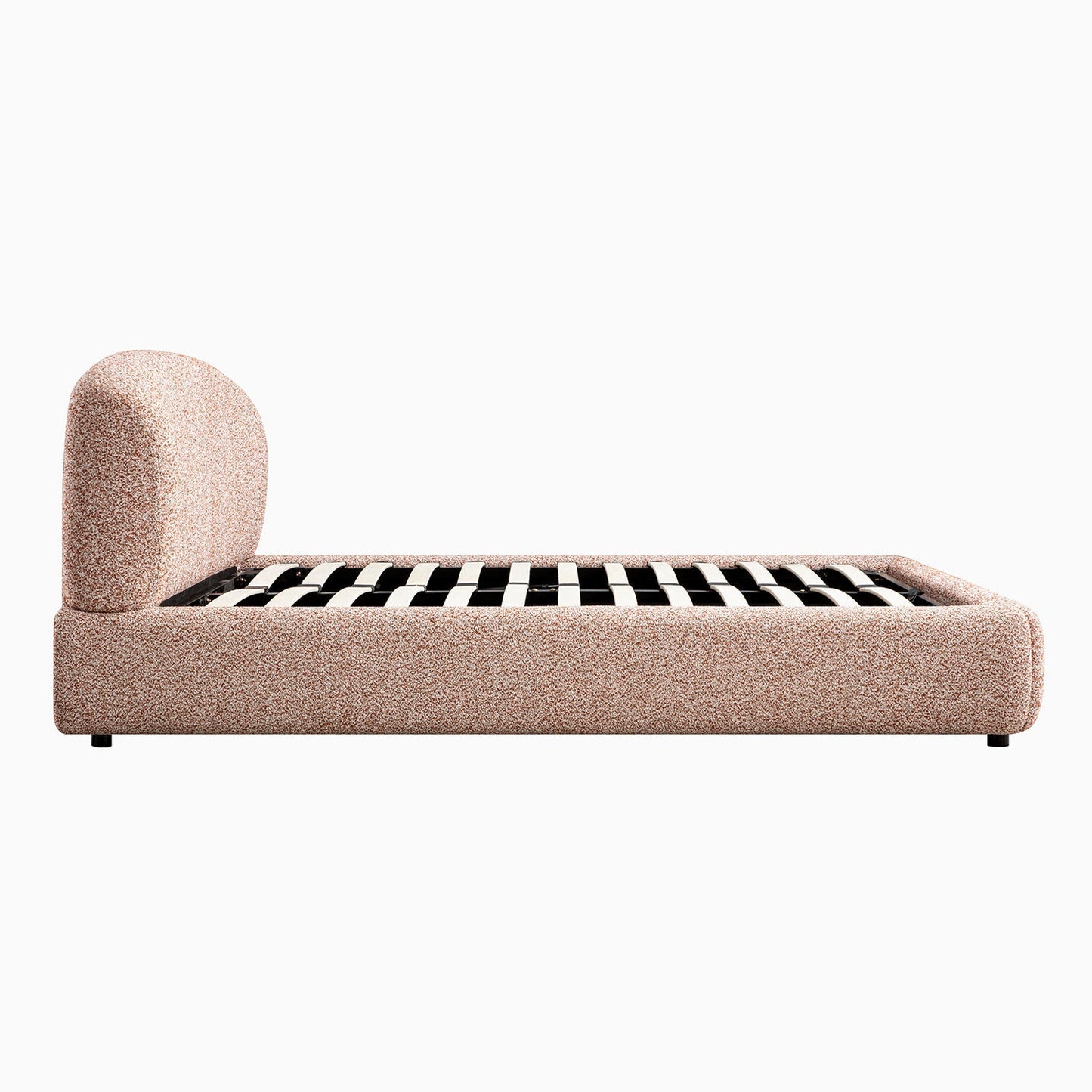 Constance Winged Headboard Ottoman Bed with Storage, Musk Blush Boucle