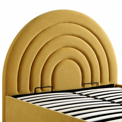 Archer Mustard Yellow Velvet Ottoman Bed with Storage