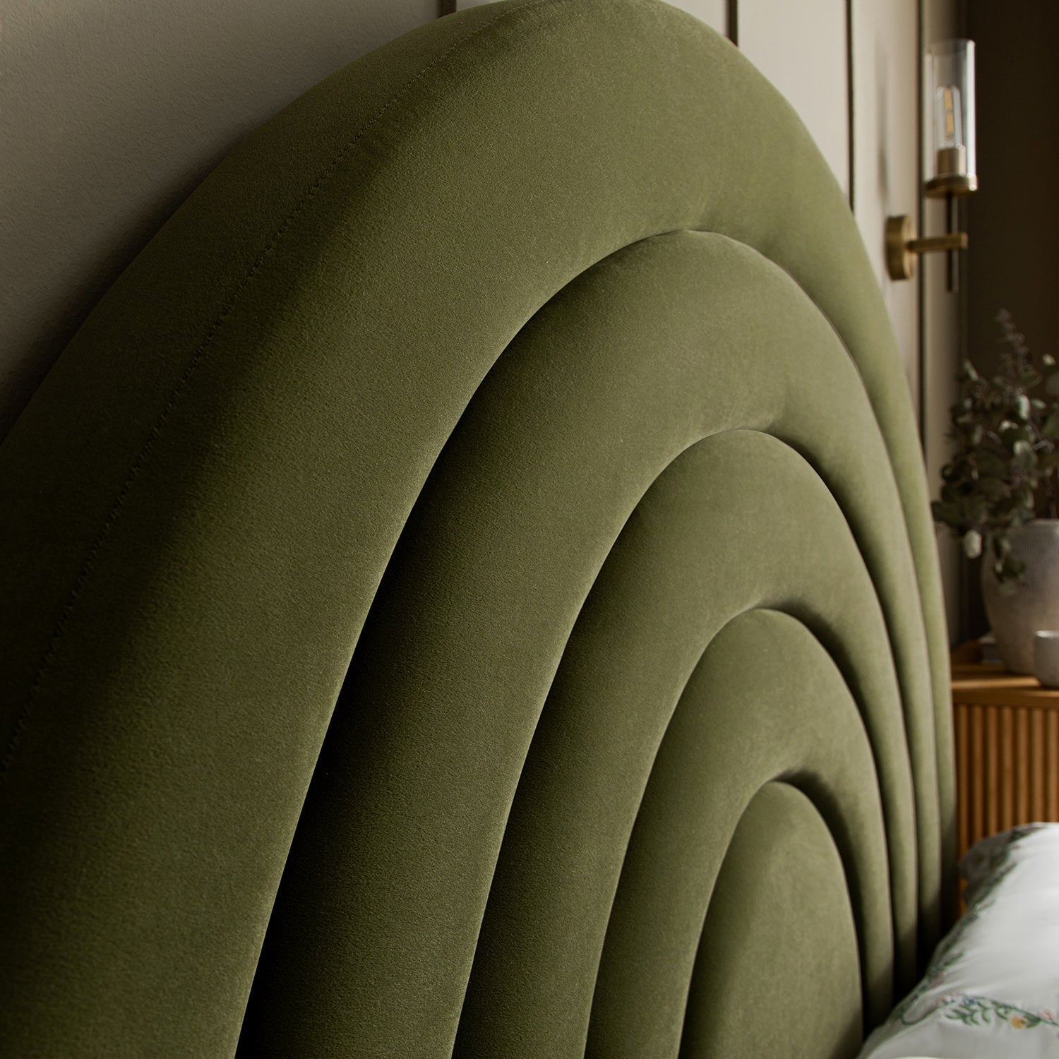 Archer Moss Green Velvet TV Bed with Ottoman Storage