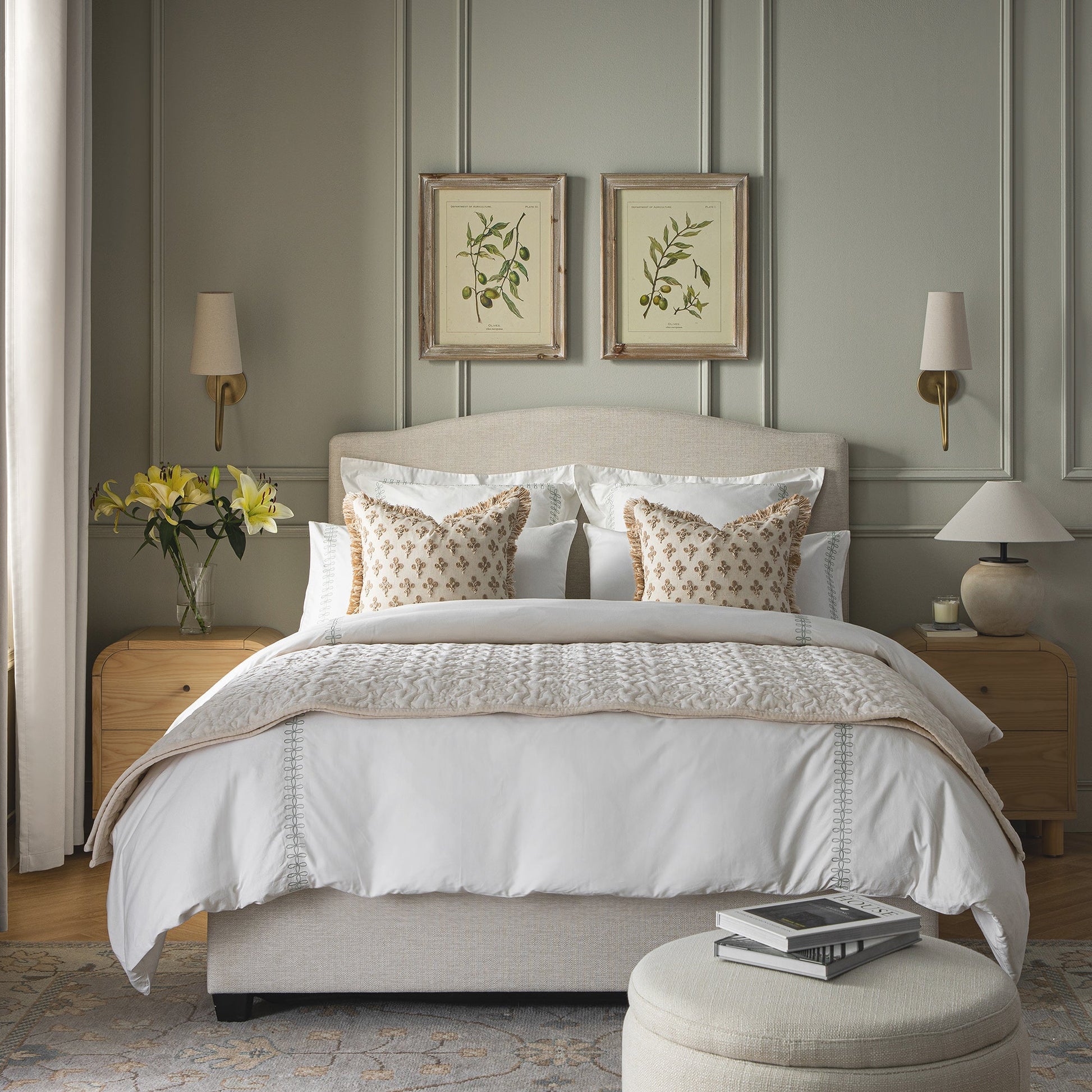 Chilworth Upholstered Ottoman Bed with Storage, Ivory Weave Fabric