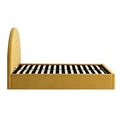 Archer Mustard Yellow Velvet Ottoman Bed with Storage