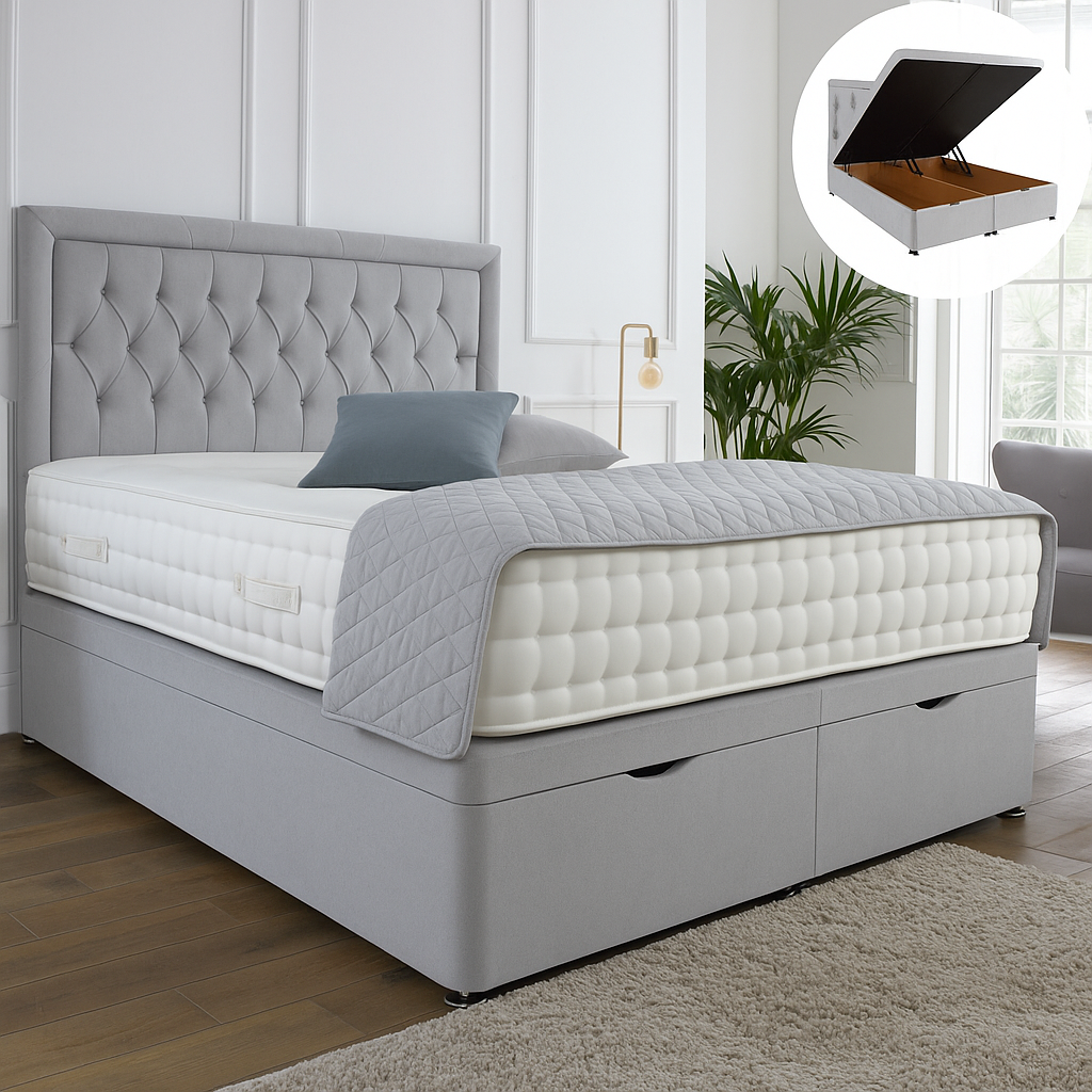 Serenity Ottoman End Lift Storage Divan Bed - With Headboard