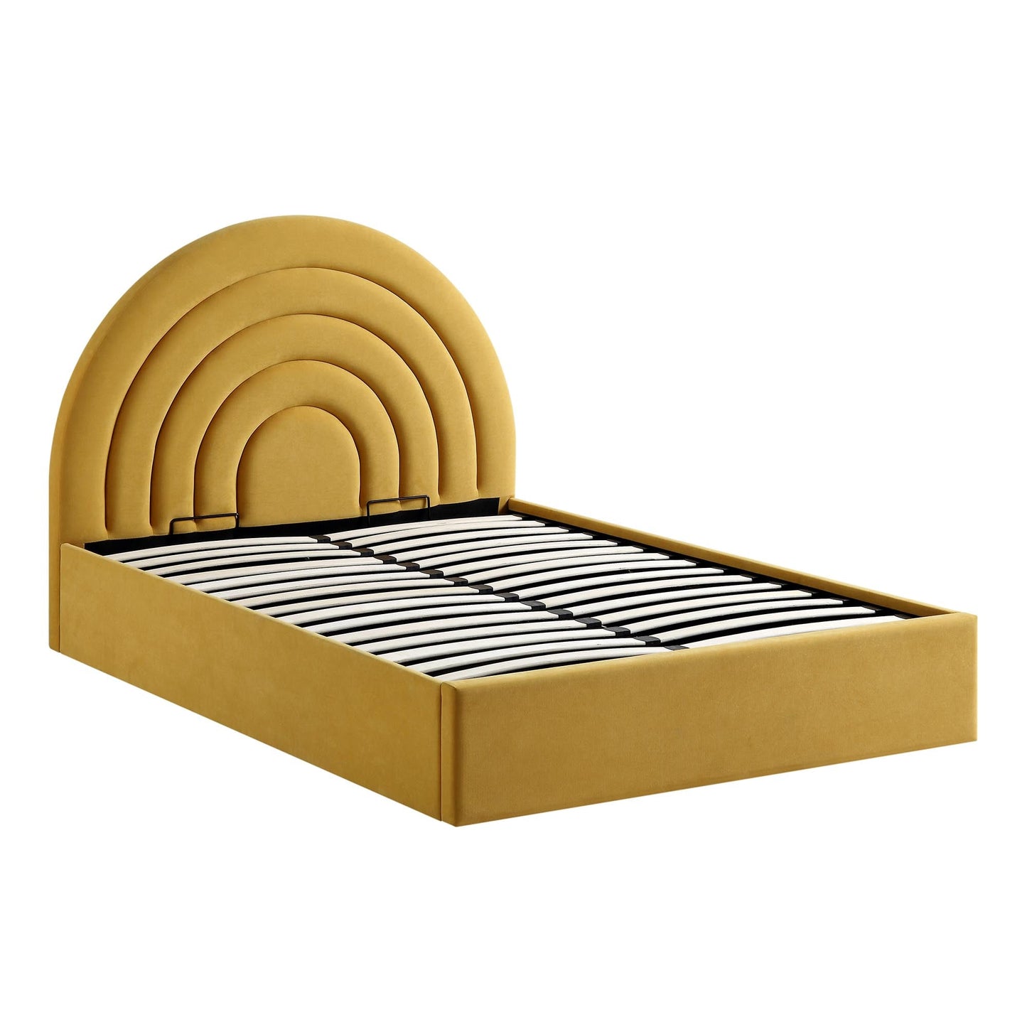 Archer Mustard Yellow Velvet Ottoman Bed with Storage