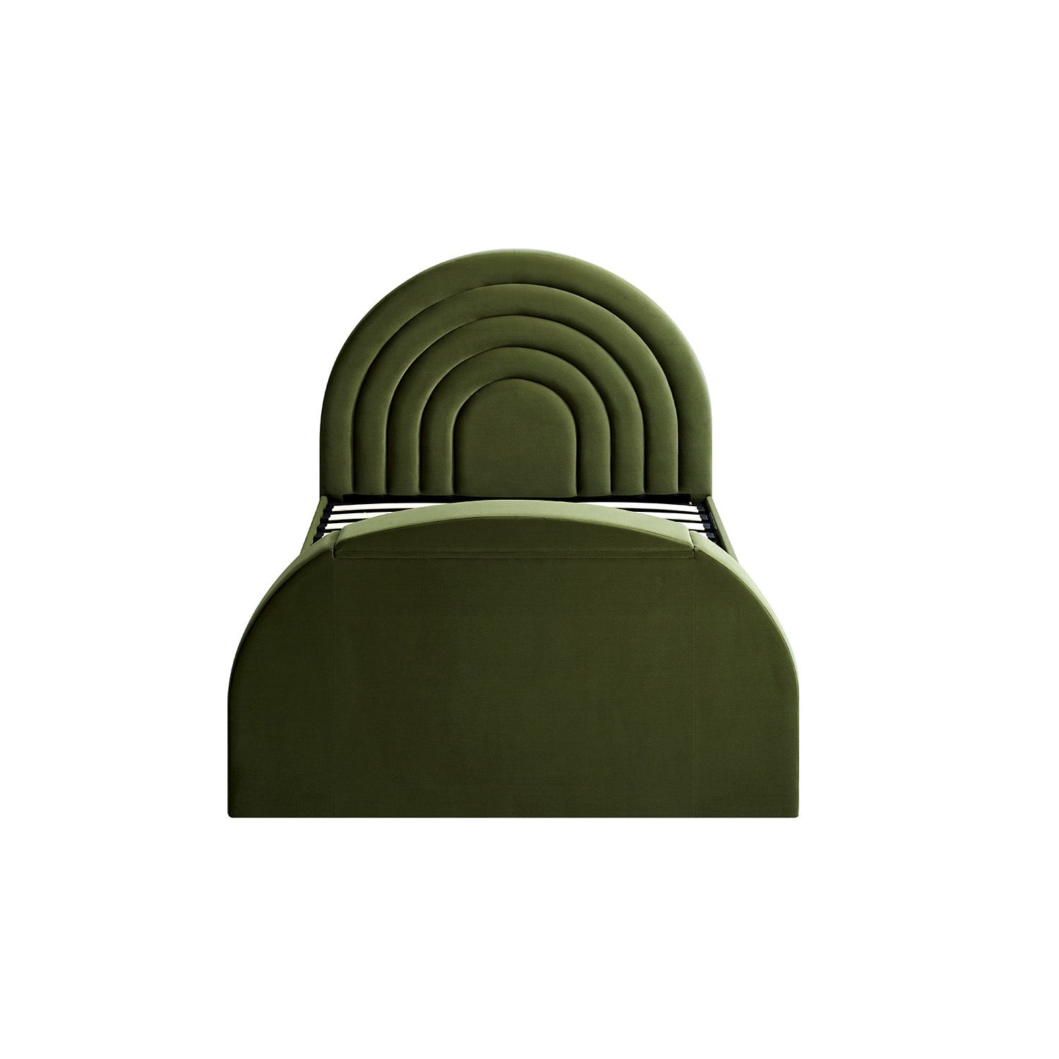 Archer Moss Green Velvet TV Bed with Ottoman Storage