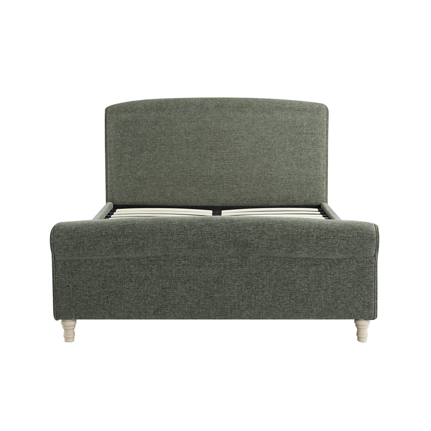 Porchester Ottoman Bed with Storage, Sleigh, Forest Green Chenille