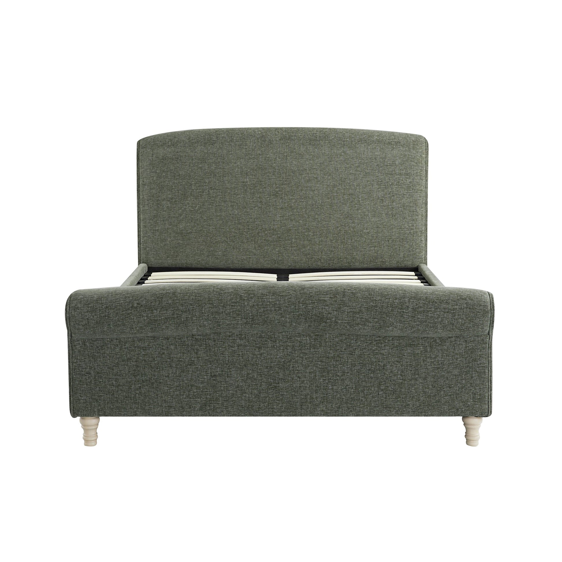 Porchester Ottoman Bed with Storage, Sleigh, Forest Green Chenille