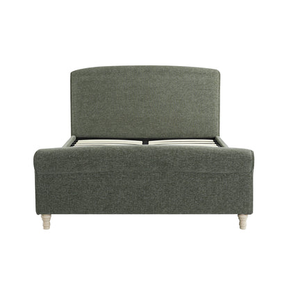 Porchester Ottoman Bed with Storage, Sleigh, Forest Green Chenille