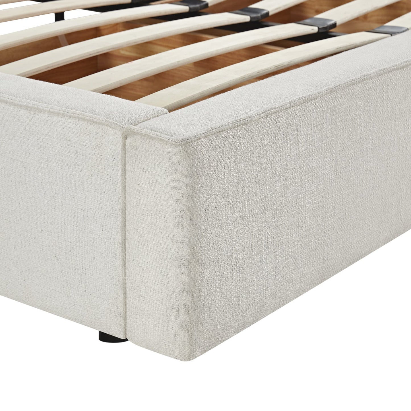 Forte Drawer Bed with Storage, Beige Linen Blend