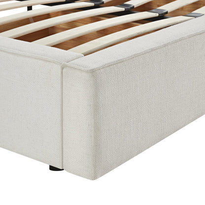 Forte Drawer Bed with Storage, Beige Linen Blend