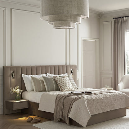 Tremezzo Oversized Ottoman Bed with Storage, Taupe Velvet