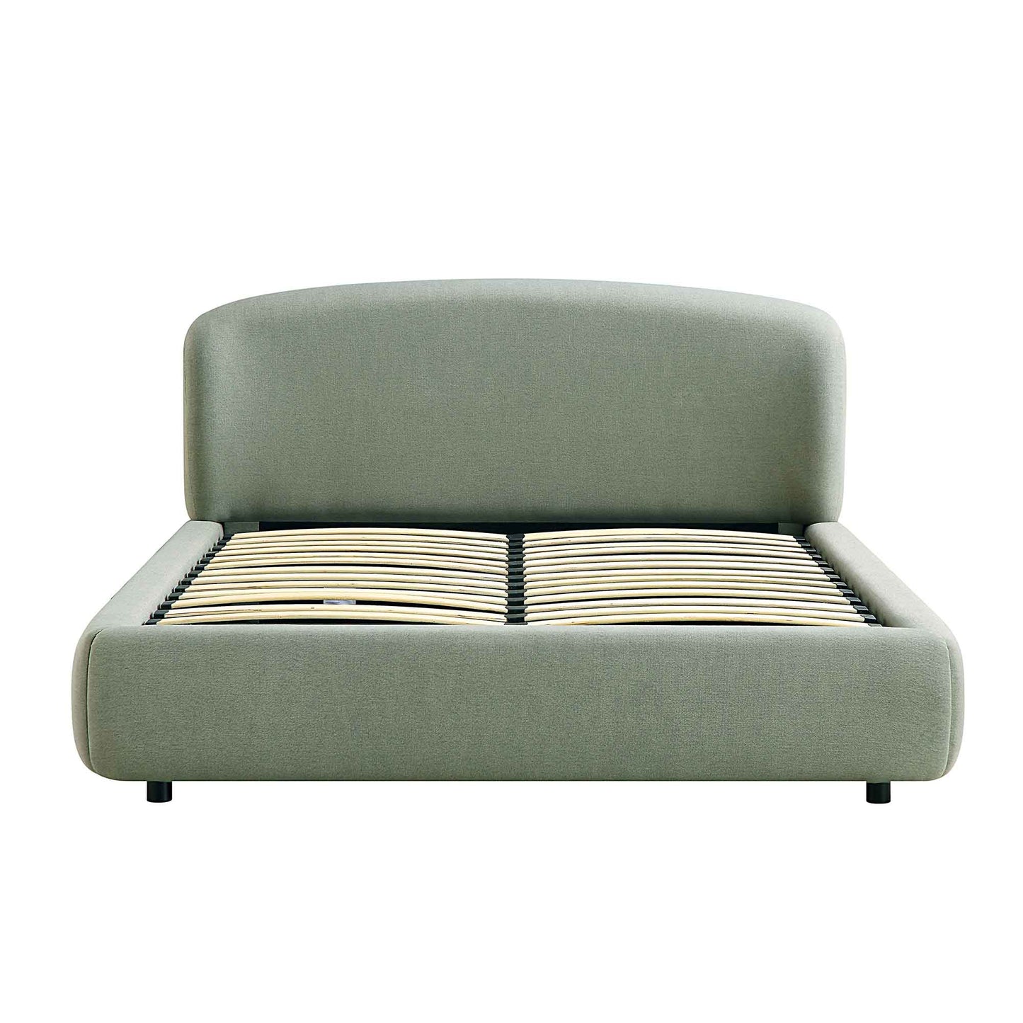 Constance Winged Headboard Ottoman Bed with Storage, Olive Linen