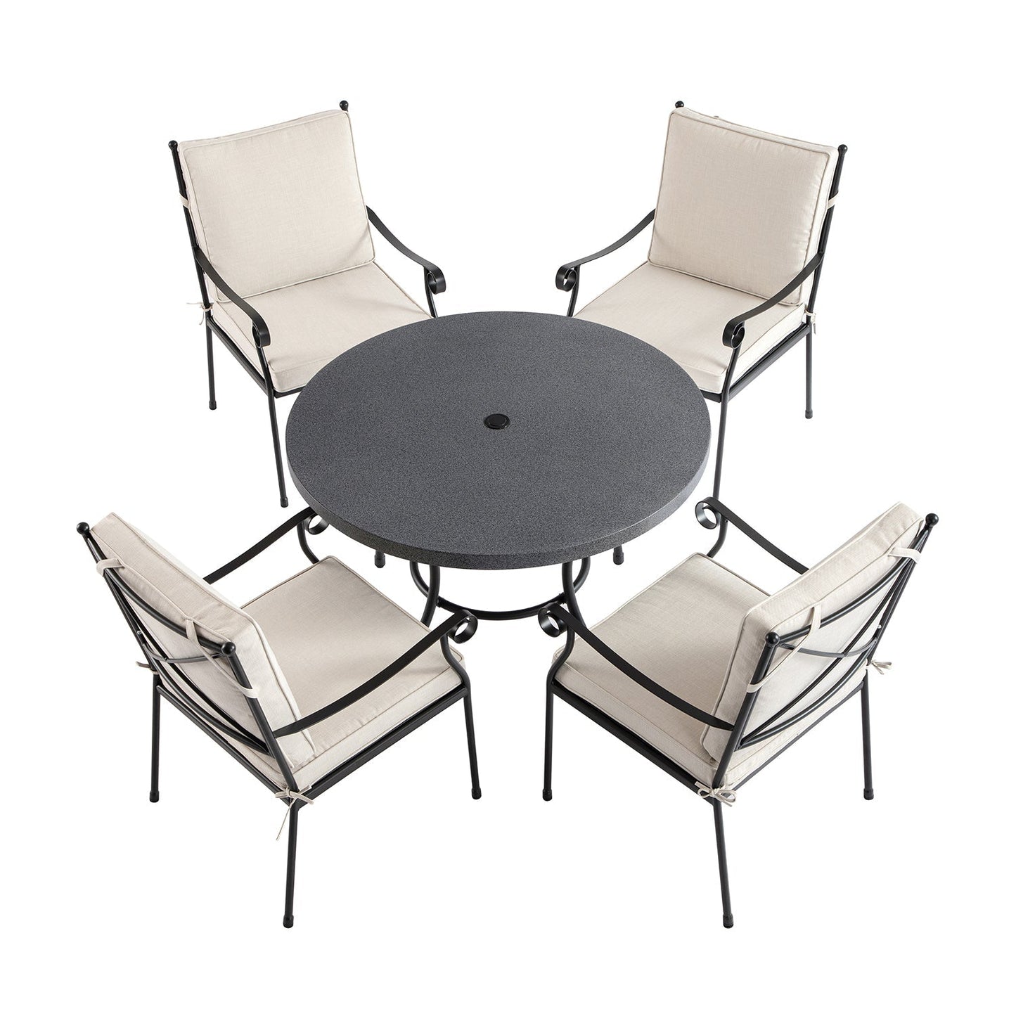 Haymes Indoor and Outdoor Metal 4-Seater Round Dining Set, Beige