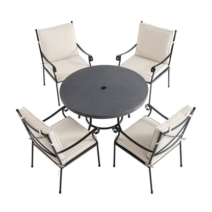 Haymes Indoor and Outdoor Metal 4-Seater Round Dining Set, Beige