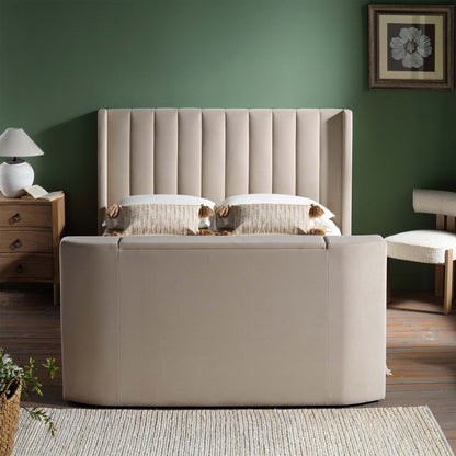 Wilton Champagne Velvet TV Bed with Ottoman Storage