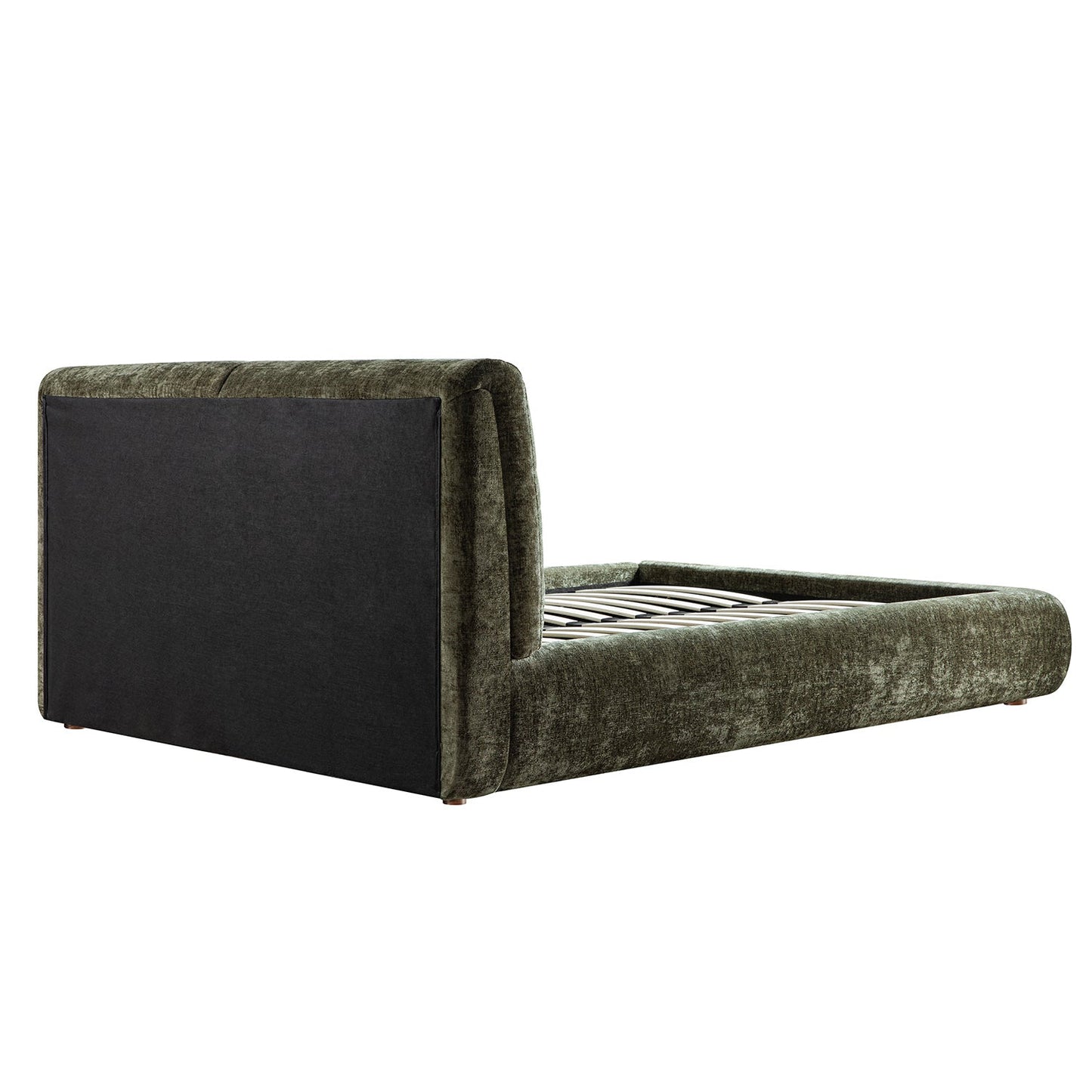 Thera Pillow Headboard Upholstered Bed, Moss Green Chenille