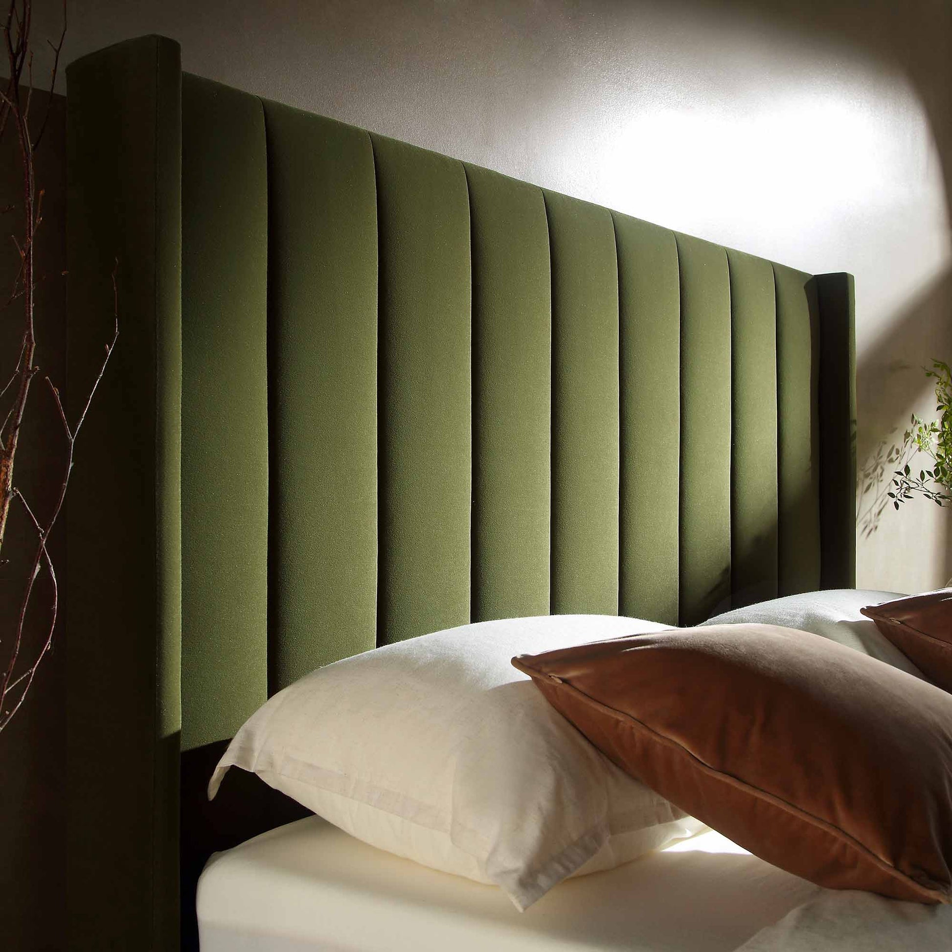 Wilton Moss Green Velvet Ottoman Bed with Storage