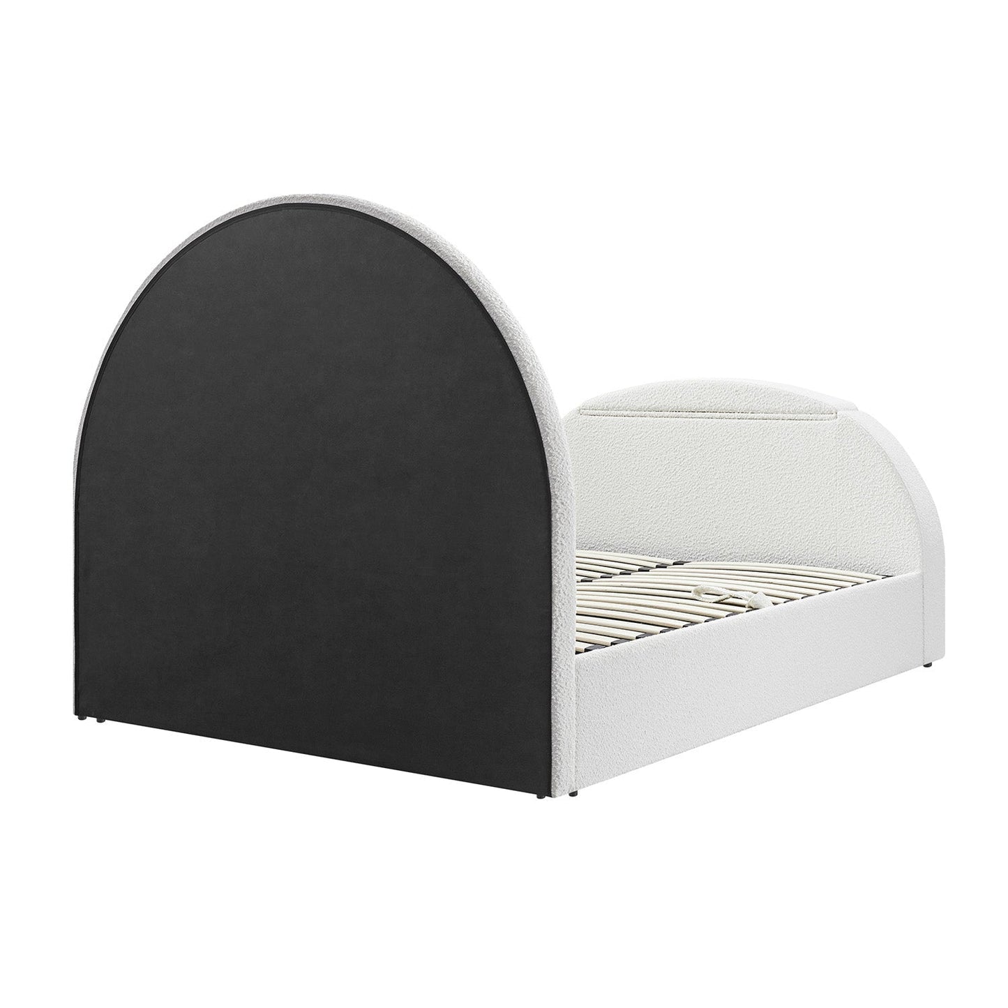 Archer White Boucle TV Bed with Ottoman Storage
