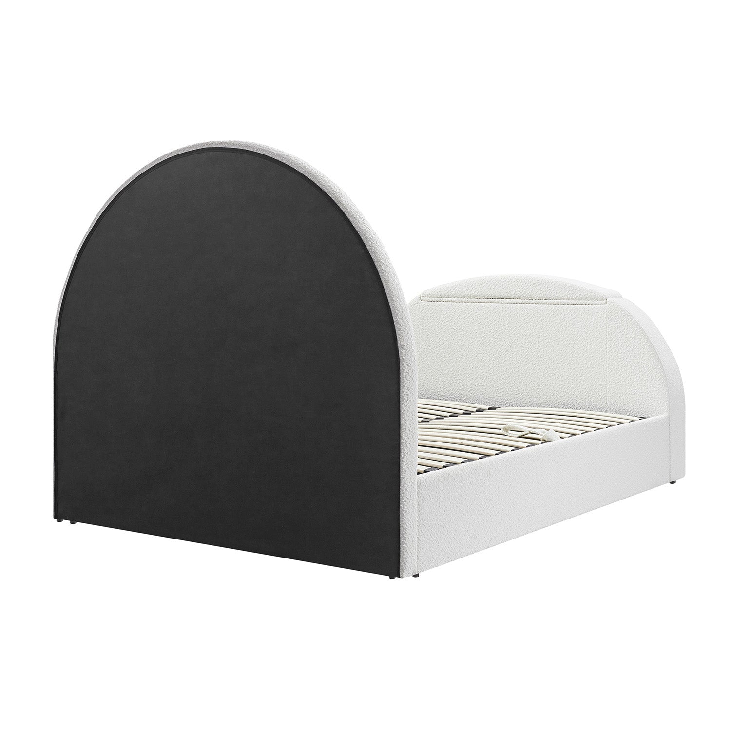 Archer White Boucle TV Bed with Ottoman Storage